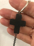 JA Designs Blue acrylic cross with chain earrings