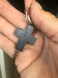 JA Designs black acrylic cross with chain earrings
