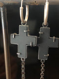 JA Designs black acrylic cross with chain earrings