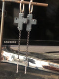 JA Designs black acrylic cross with chain earrings