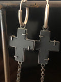 JA Designs black acrylic cross with chain earrings