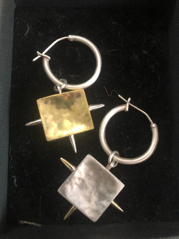 JA Designs brass and silver earrings