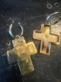 JA Designs brass cross earrings