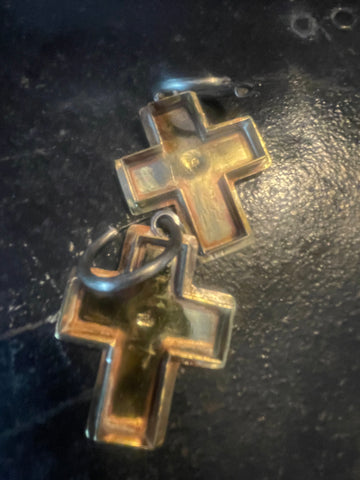 JA Designs brass cross earrings