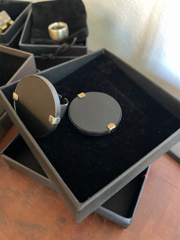 JA Designs acrylic ring with gold detail